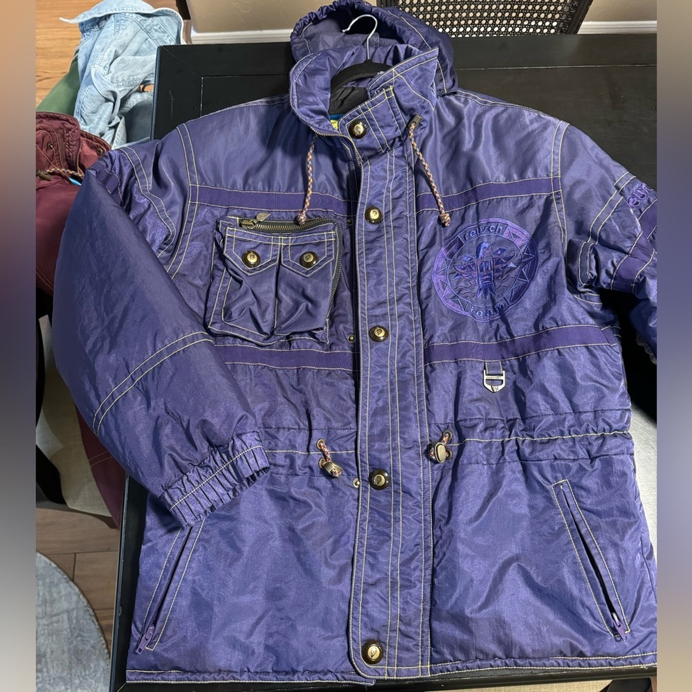 Vintage 90's Reusch Active Wear Purple Hooded Ski Snow Jacket Embroidered Med - Picture 8 of 15